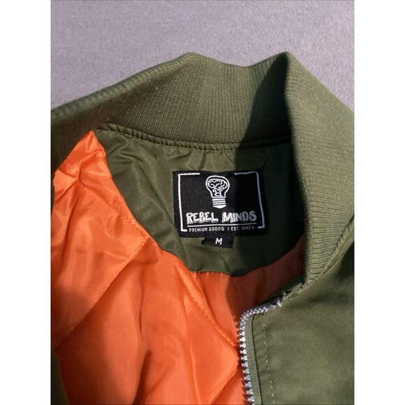 Rebel Minds Varsity Bomber Jacket Medium Green Hip Hop Studio Style Arm Zipper - Picture 4 of 7